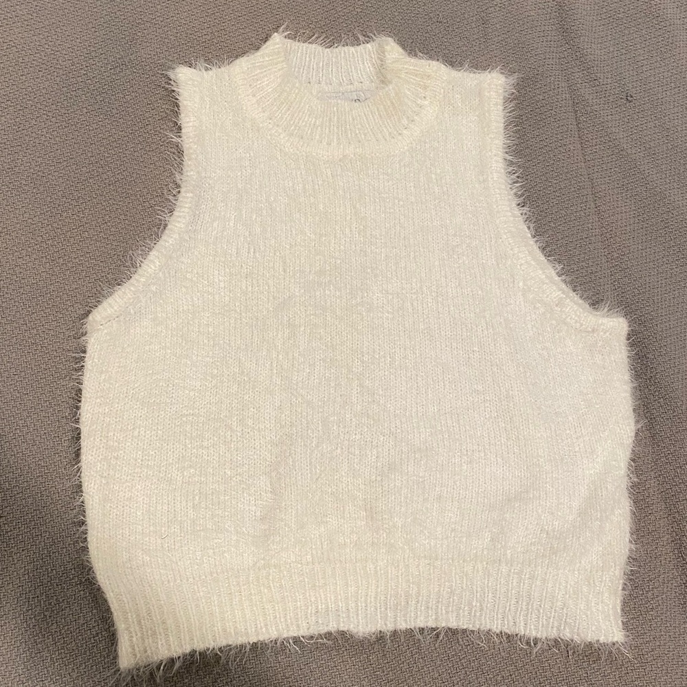 Crop top Sweater Sleeveless Mockneck, Cream